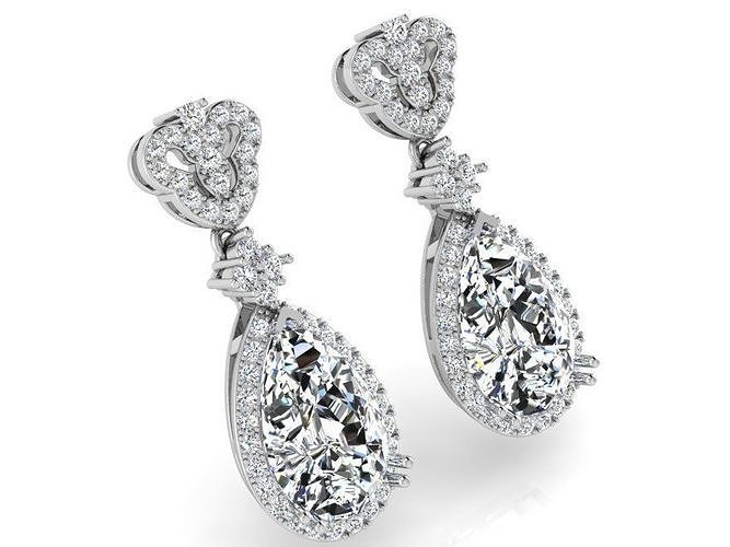 Luxurious  pear earrings 3328 3D print model  3D print model