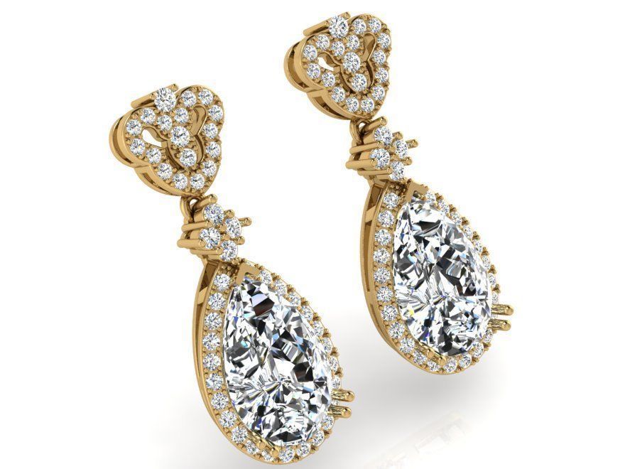 Luxurious  pear earrings 3328 3D print model  3D print model_1
