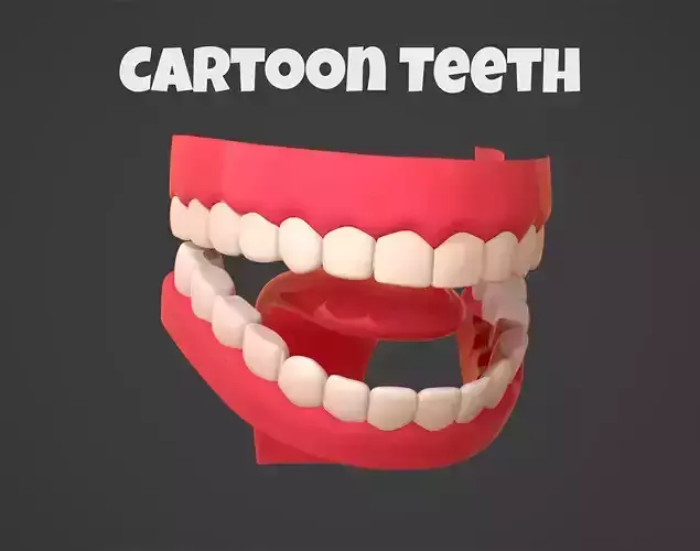 Cartoon Human Teeth Set Low-poly 3D model