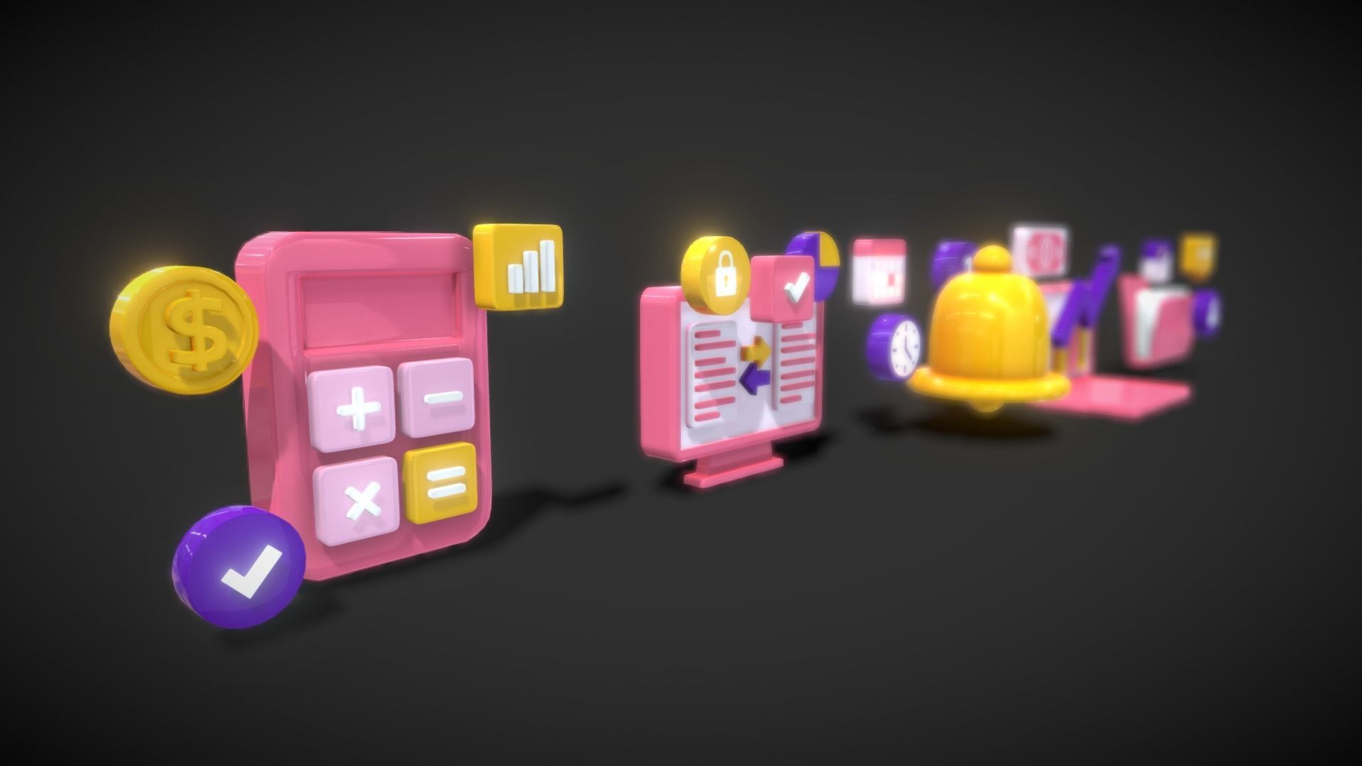 3D Button Collections2 Low-poly 3D model_2