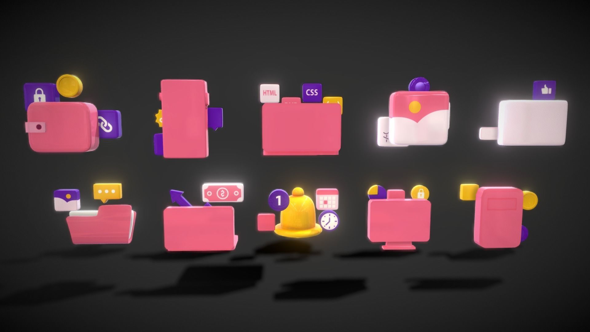 3D Button Collections2 Low-poly 3D model_4