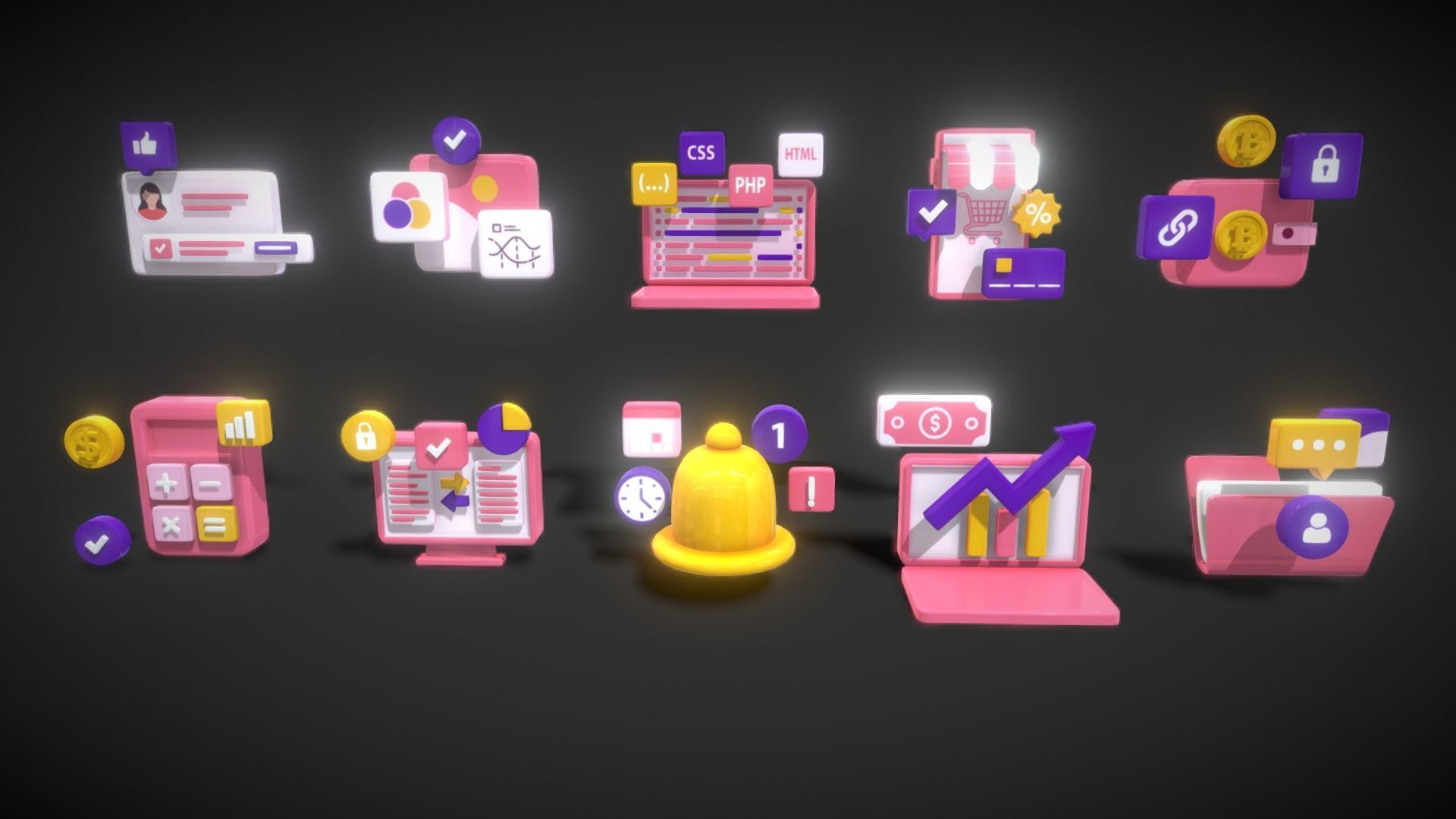 3D Button Collections2 Low-poly 3D model_3