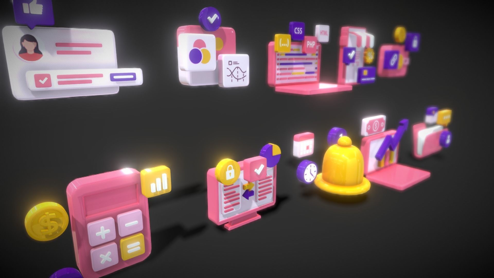 3D Button Collections2 Low-poly 3D model_8