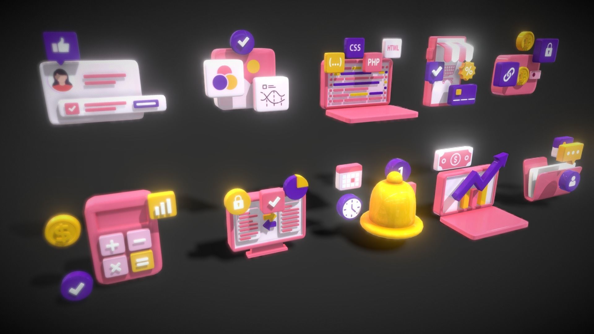 3D Button Collections2 Low-poly 3D model_11