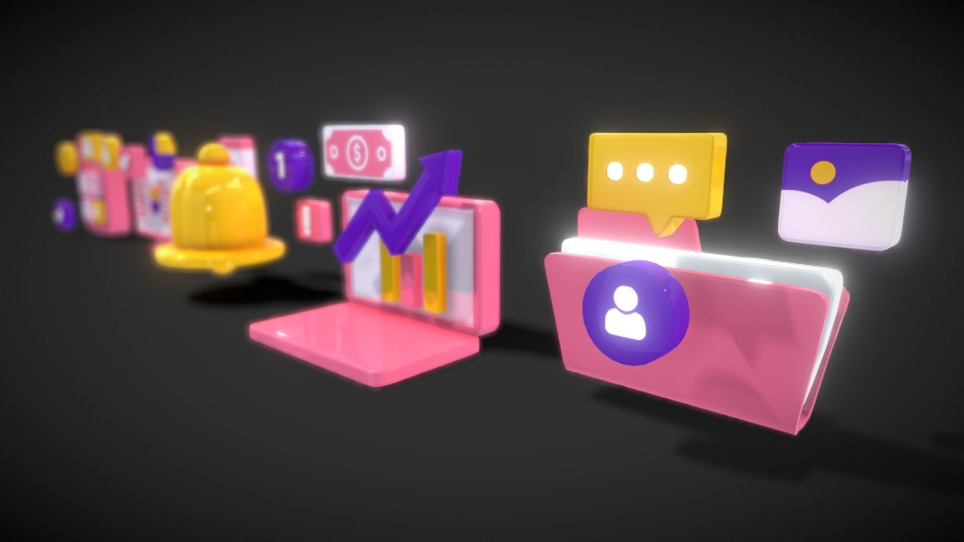 3D Button Collections2 Low-poly 3D model_10