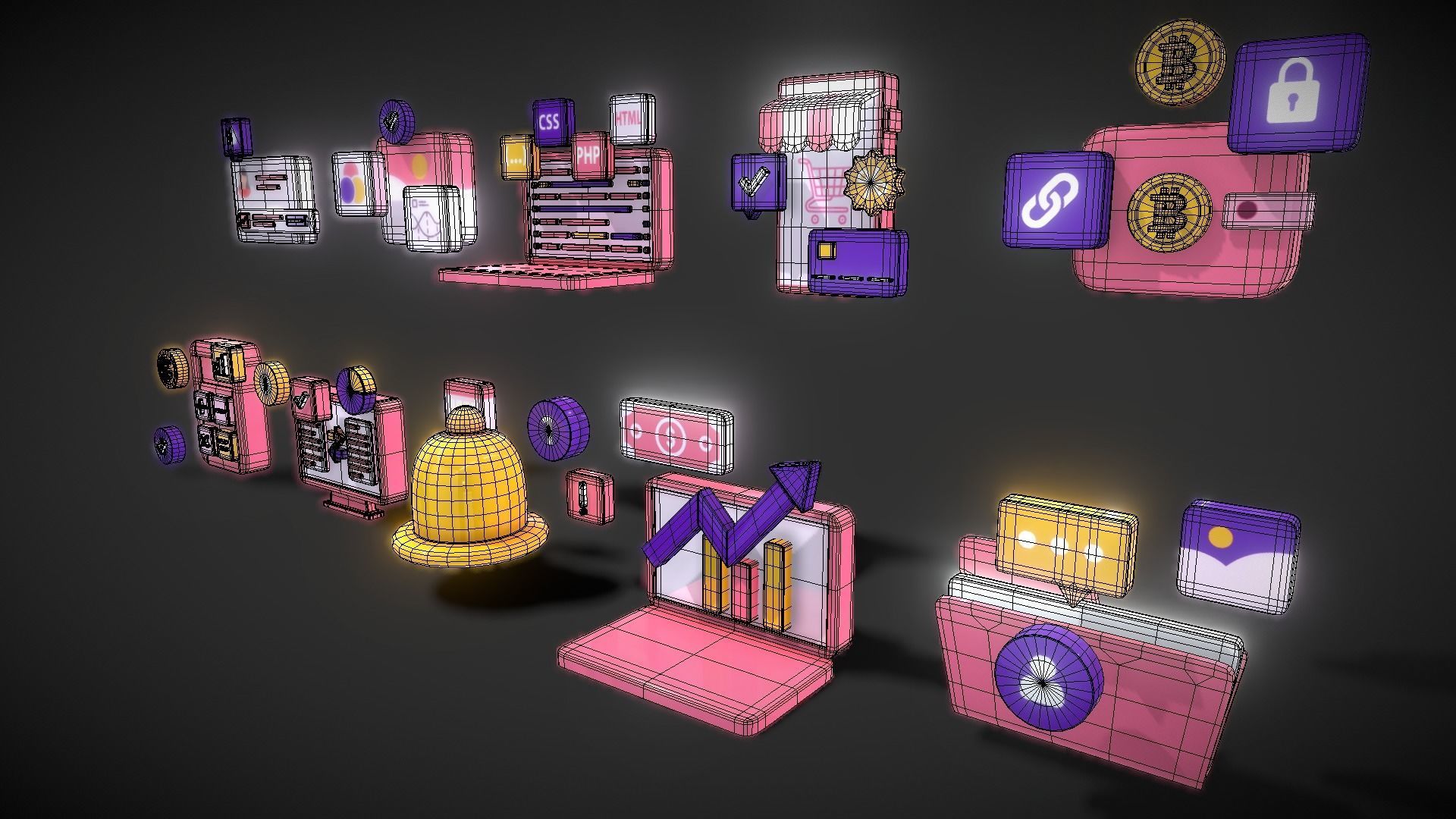 3D Button Collections2 Low-poly 3D model_5