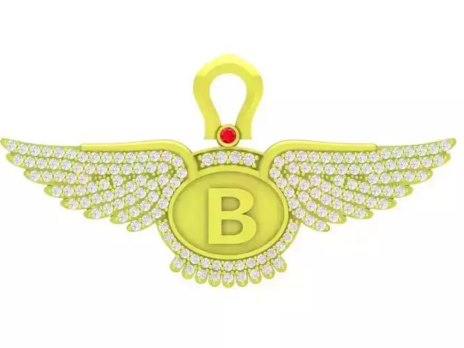 luxury diamond wings angle letter B pendant 4235