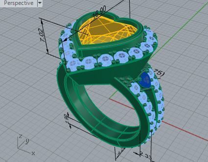 Beautiful yellow heart diamond ring 3331 3D print model 3D print model_7