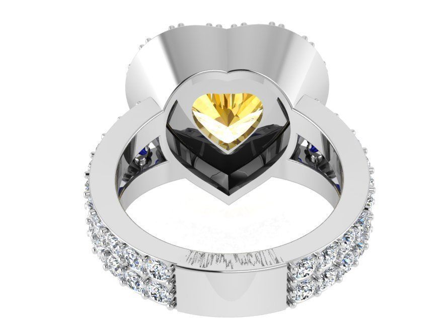 Beautiful yellow heart diamond ring 3331 3D print model 3D print model_3