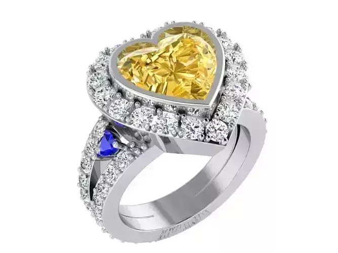 Beautiful yellow heart diamond ring 3331 3D print model