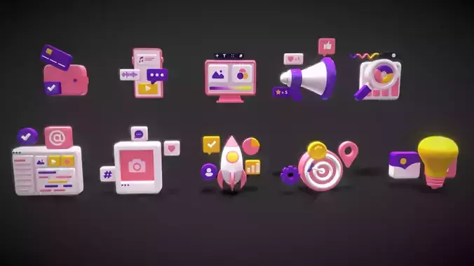 3D Button Collections1 Low-poly 3D model