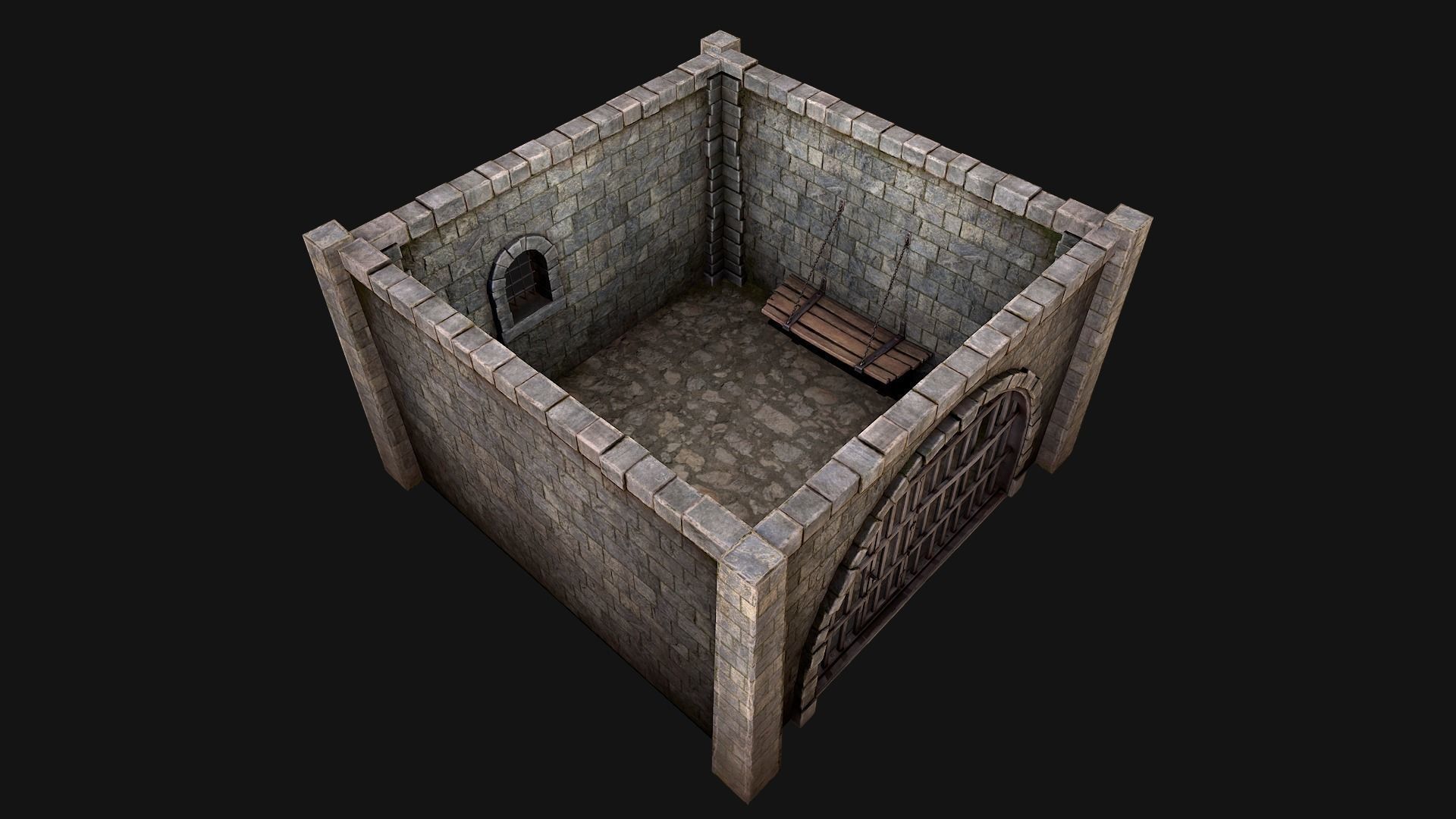 Medieval Prison Cell Low-poly 3D model_9