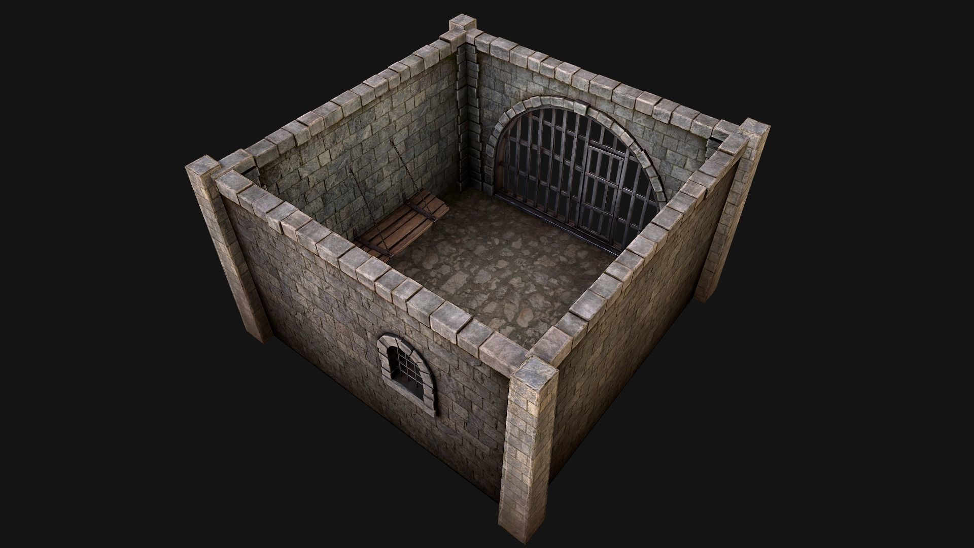 Medieval Prison Cell Low-poly 3D model_4