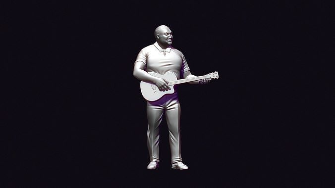 man with guitar 3D print model