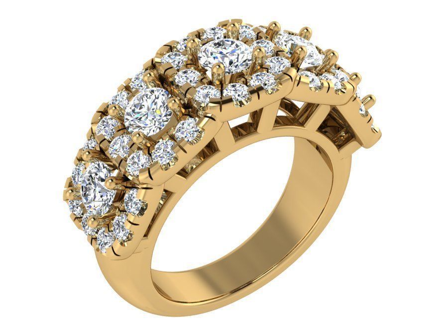 Round big and small diamond stones ring 3333 3D print model 3D print model_1