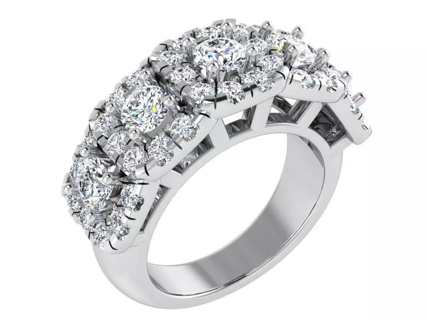 Round big and small diamond stones ring 3333 3D print model 3D print model_0