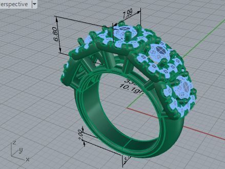 Round big and small diamond stones ring 3333 3D print model 3D print model_7