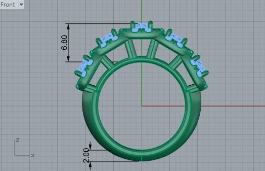 Round big and small diamond stones ring 3333 3D print model 3D print model_5