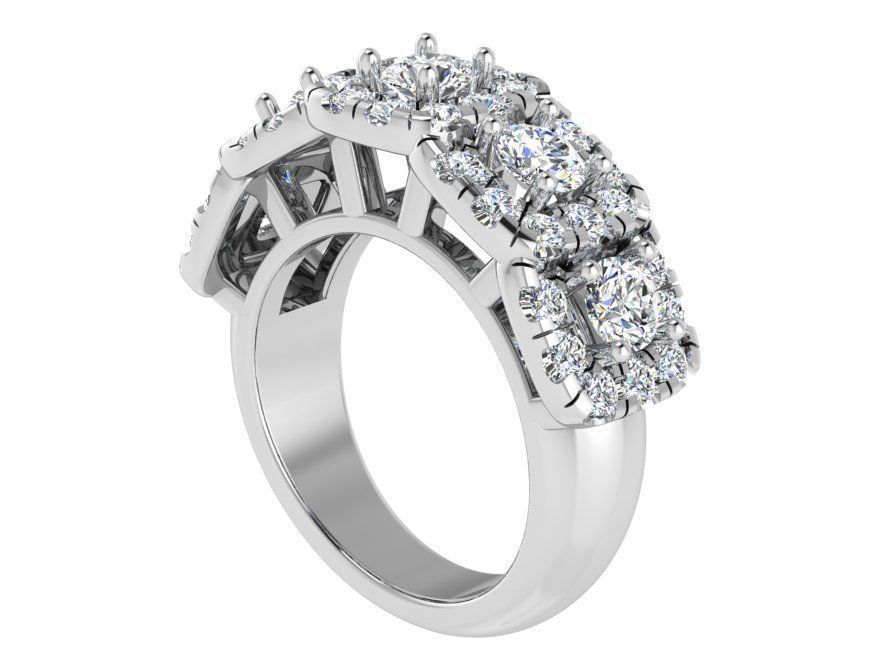 Round big and small diamond stones ring 3333 3D print model 3D print model_2