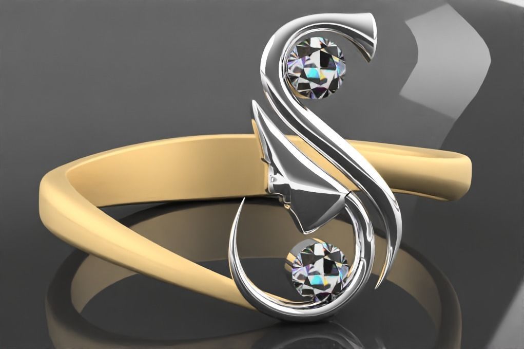 S font ring 3D print model_2