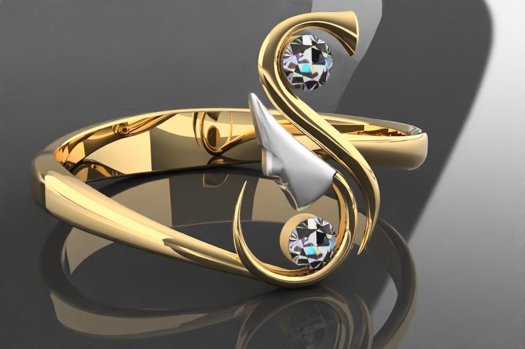 S font ring 3D print model_5