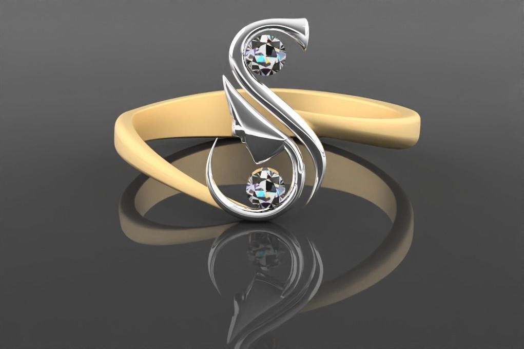 S font ring 3D print model_1