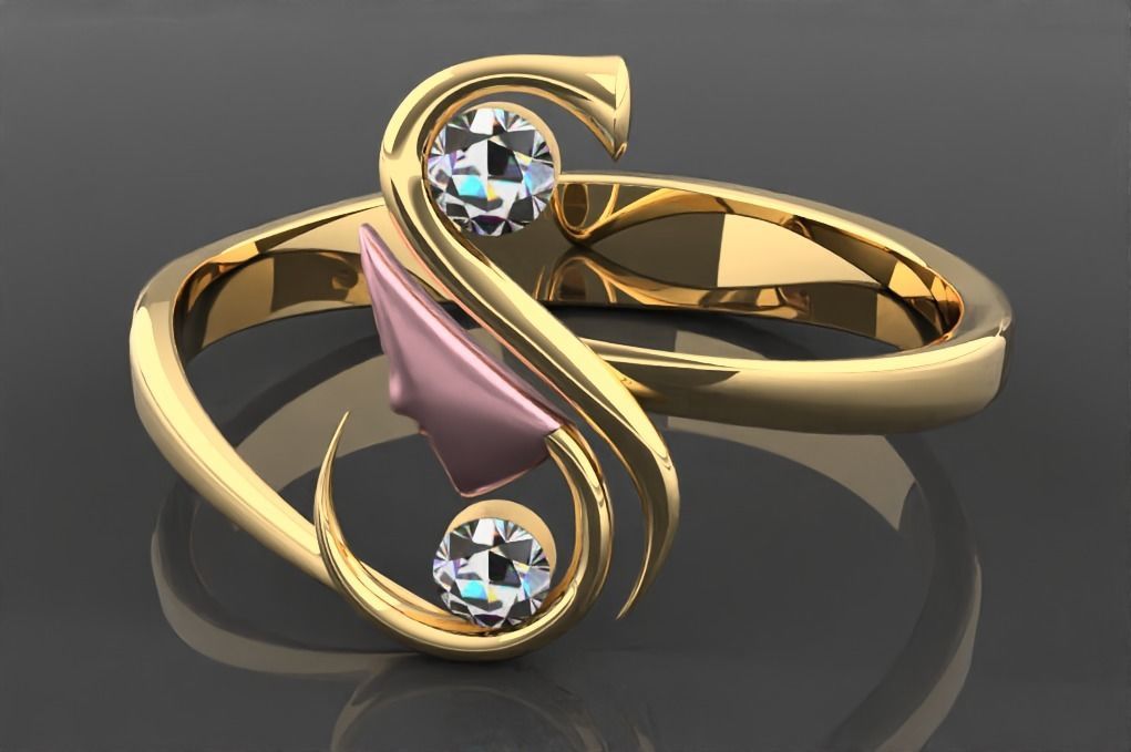 S font ring 3D print model_3