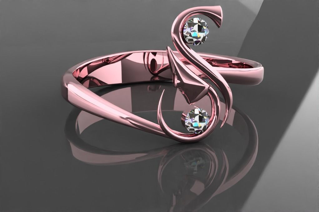 S font ring 3D print model_4