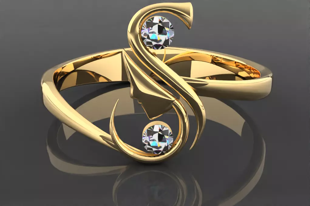 S font ring 3D print model_0