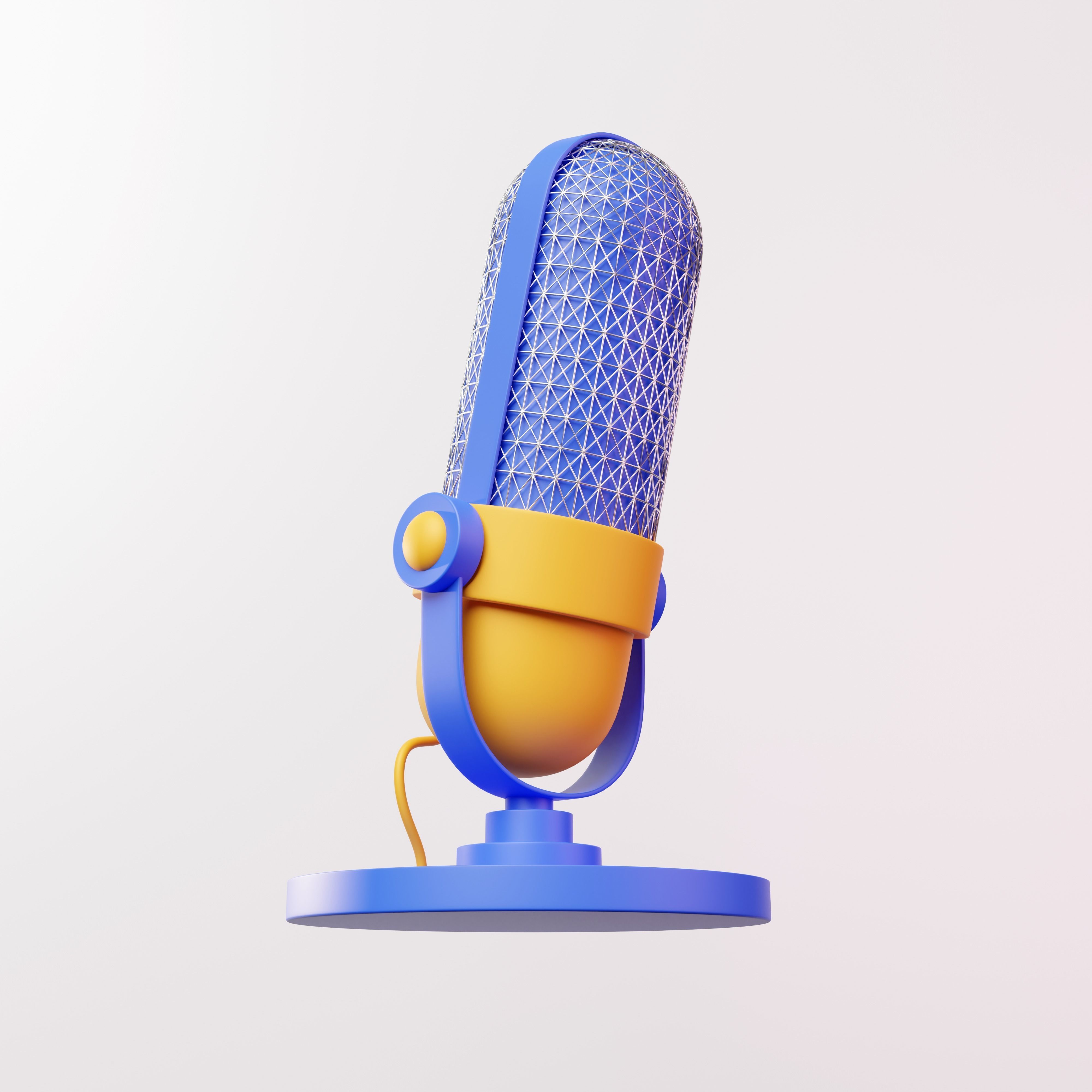 cartoon Podcast Microphone 3D Illustration low poly Low-poly 3D model_1