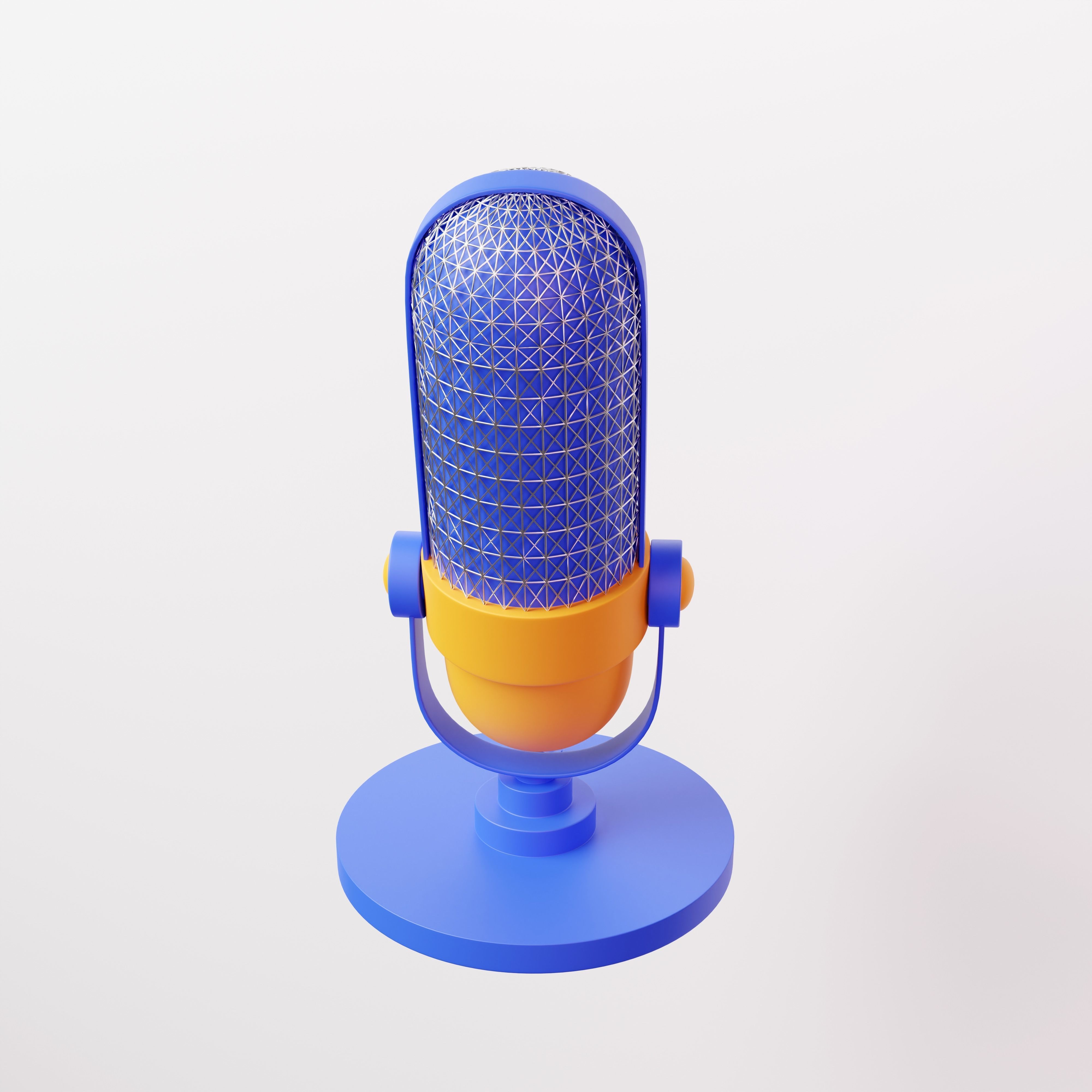 cartoon Podcast Microphone 3D Illustration low poly Low-poly 3D model_2
