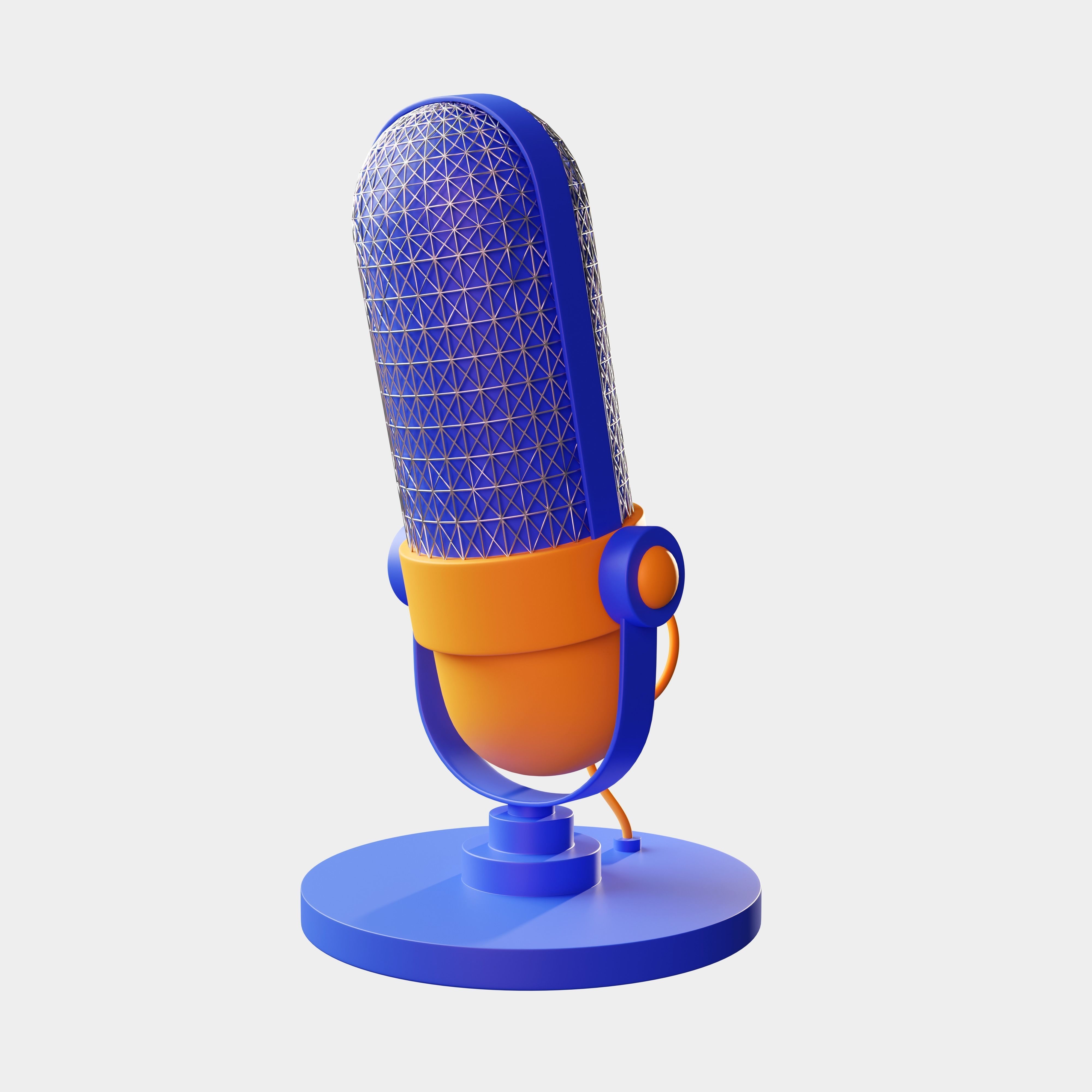 cartoon Podcast Microphone 3D Illustration low poly Low-poly 3D model_4