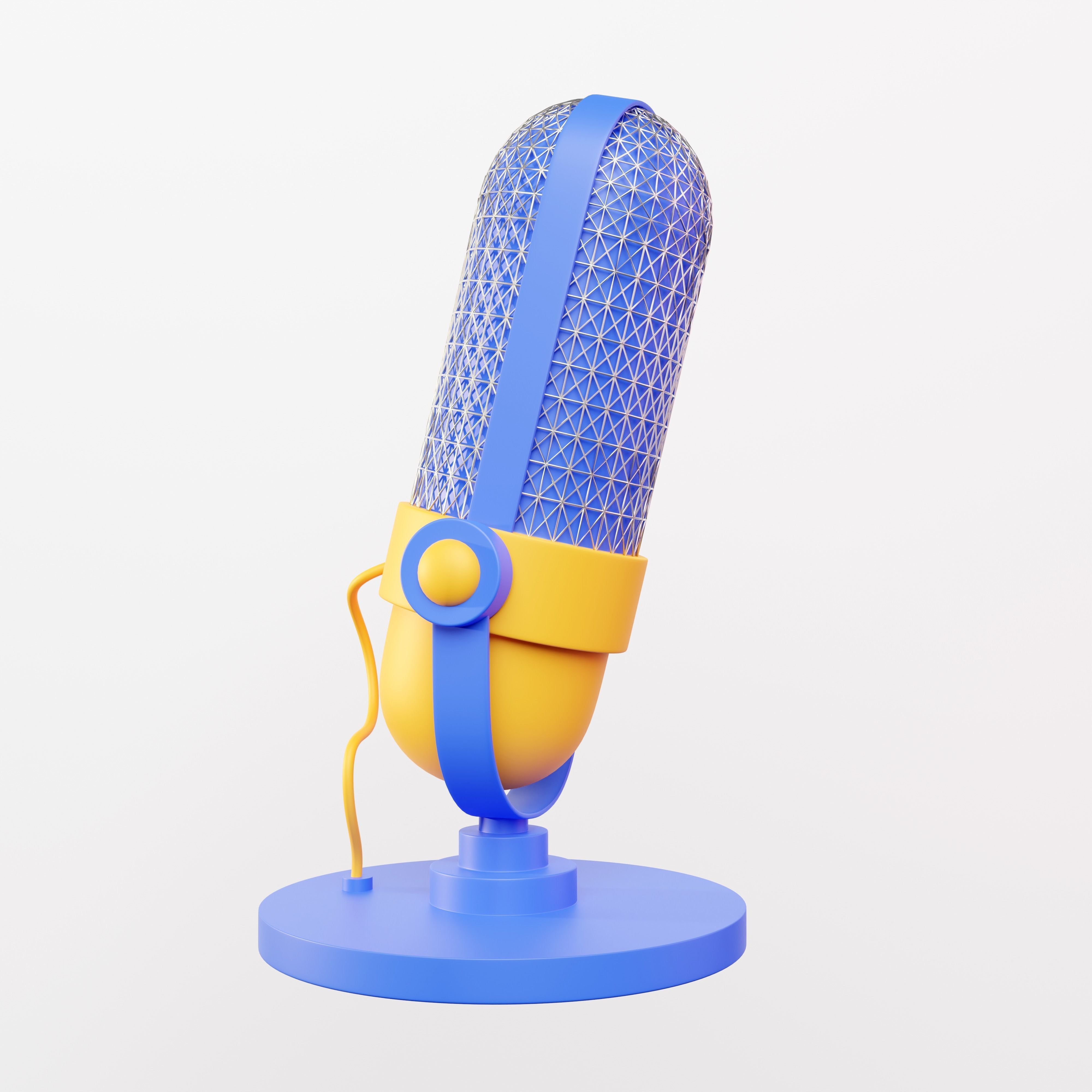 cartoon Podcast Microphone 3D Illustration low poly Low-poly 3D model_3