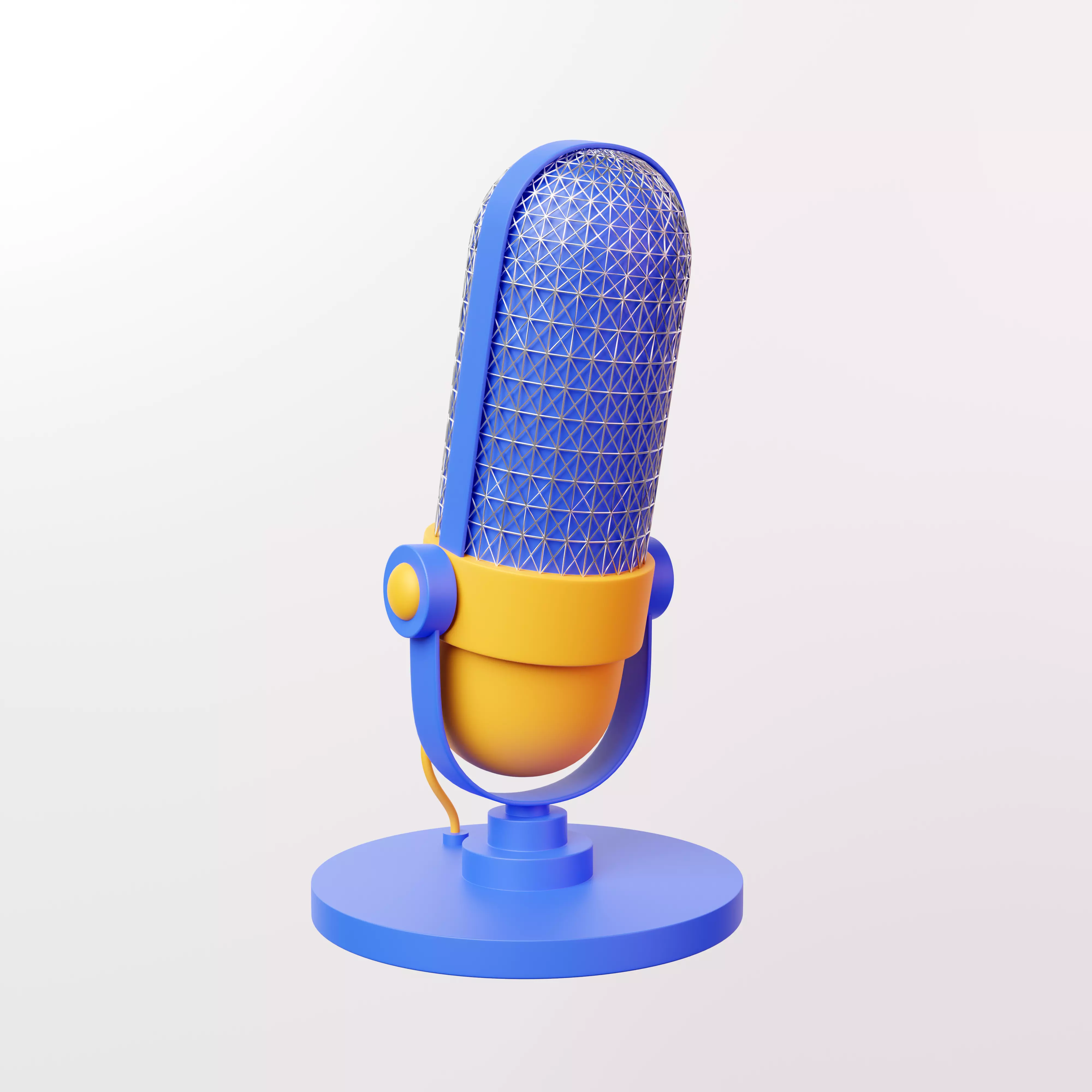 cartoon Podcast Microphone 3D Illustration low poly Low-poly 3D model_0