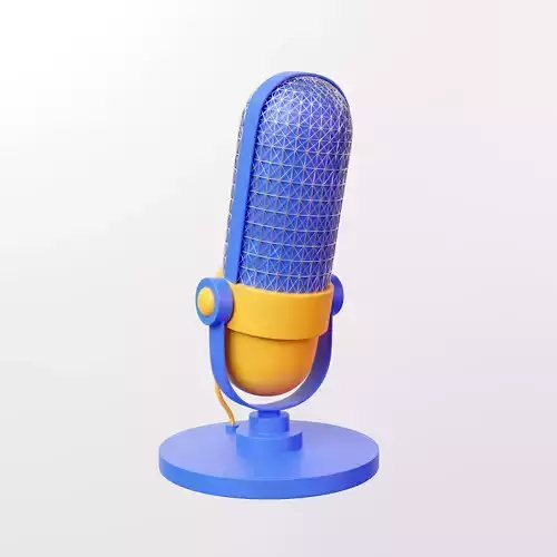 cartoon Podcast Microphone 3D Illustration low poly