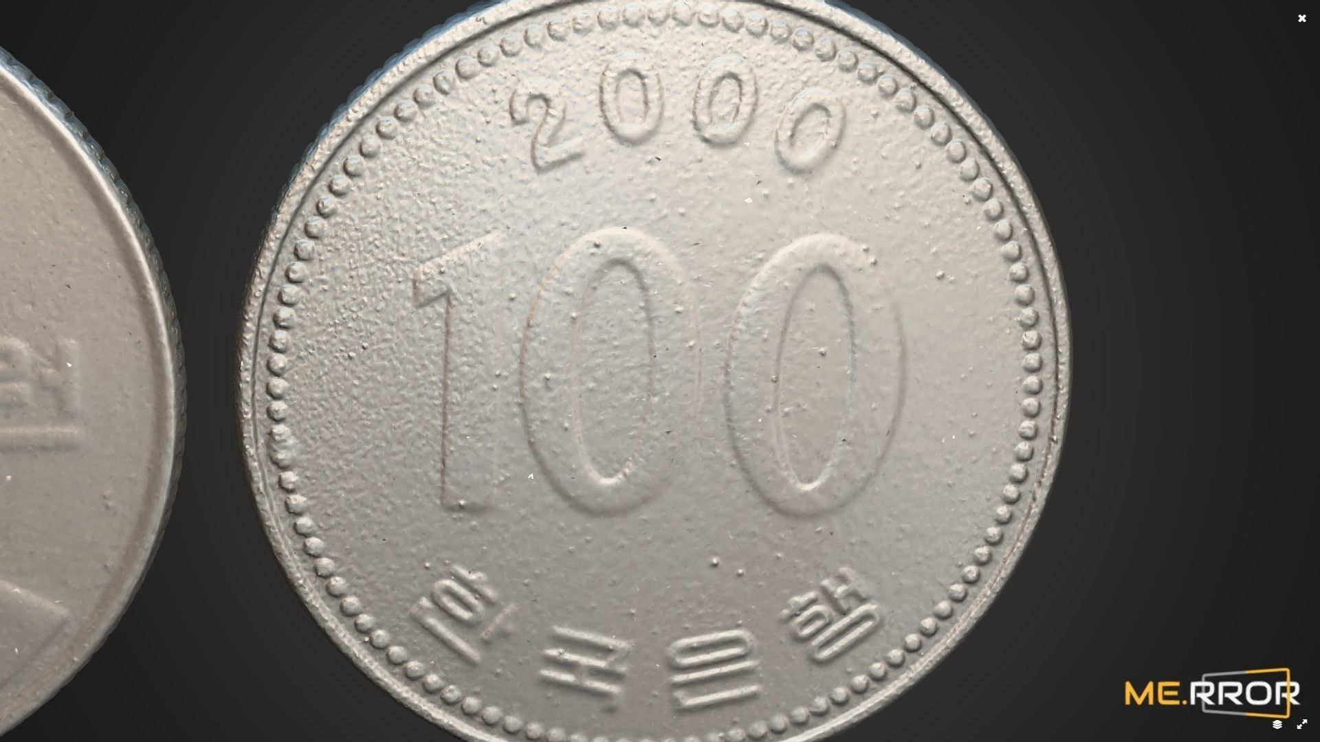 100 Won - Korean Coin Low-poly 3D model_19