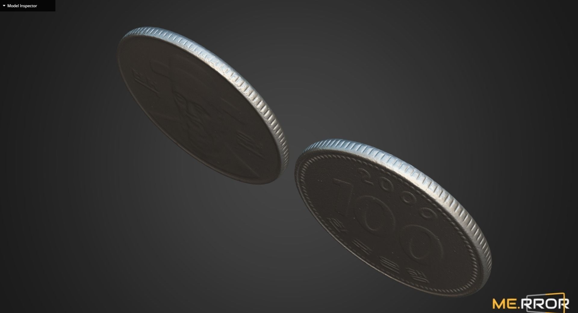 100 Won - Korean Coin Low-poly 3D model_16