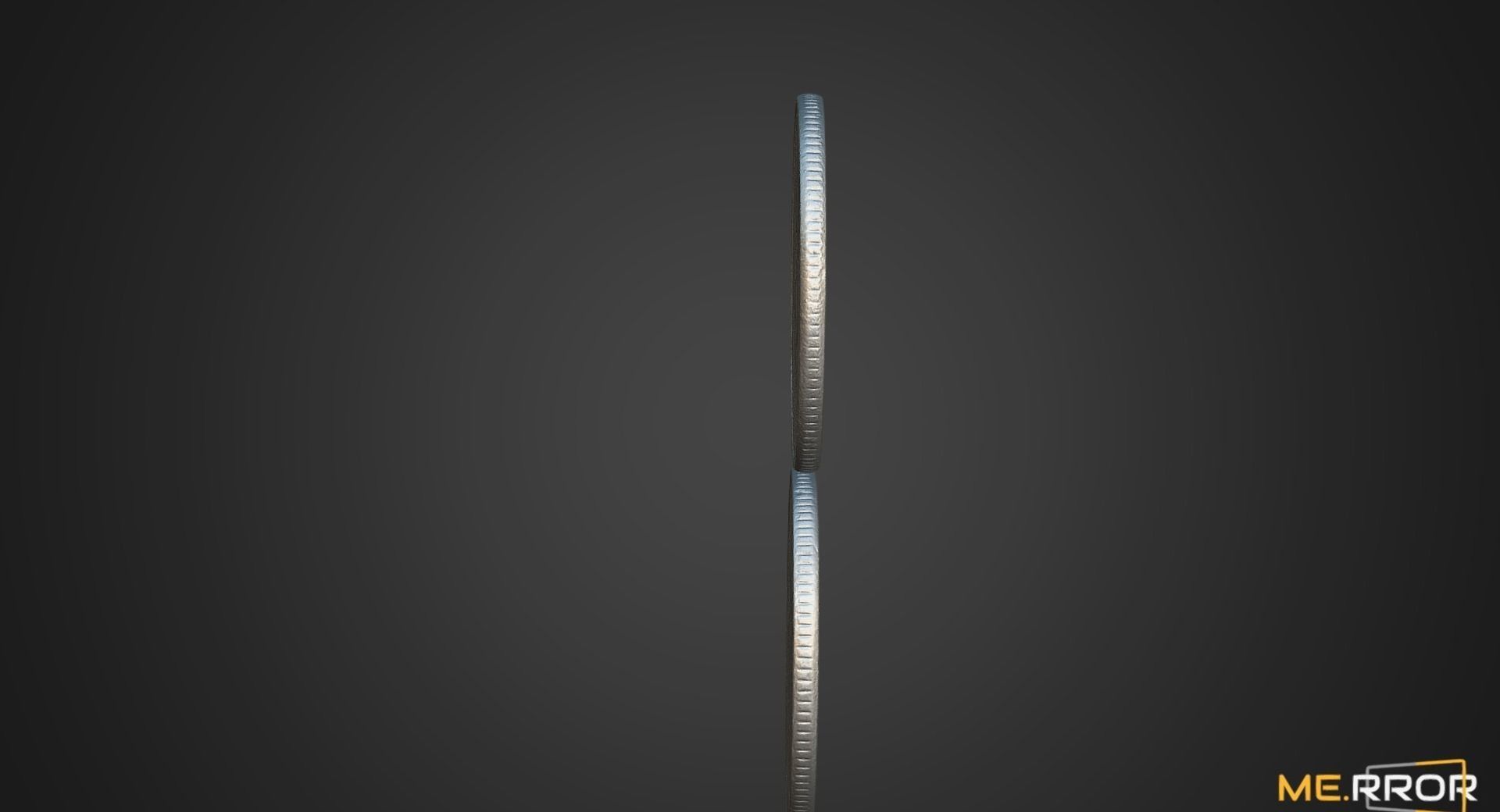 100 Won - Korean Coin Low-poly 3D model_10