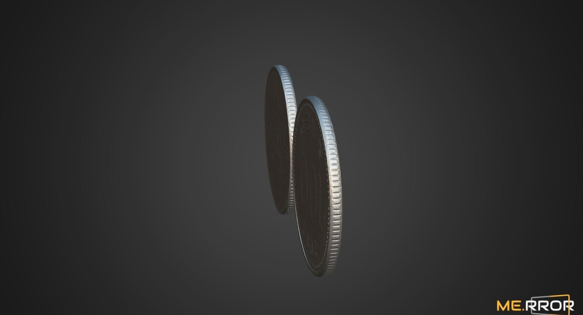 100 Won - Korean Coin Low-poly 3D model_4