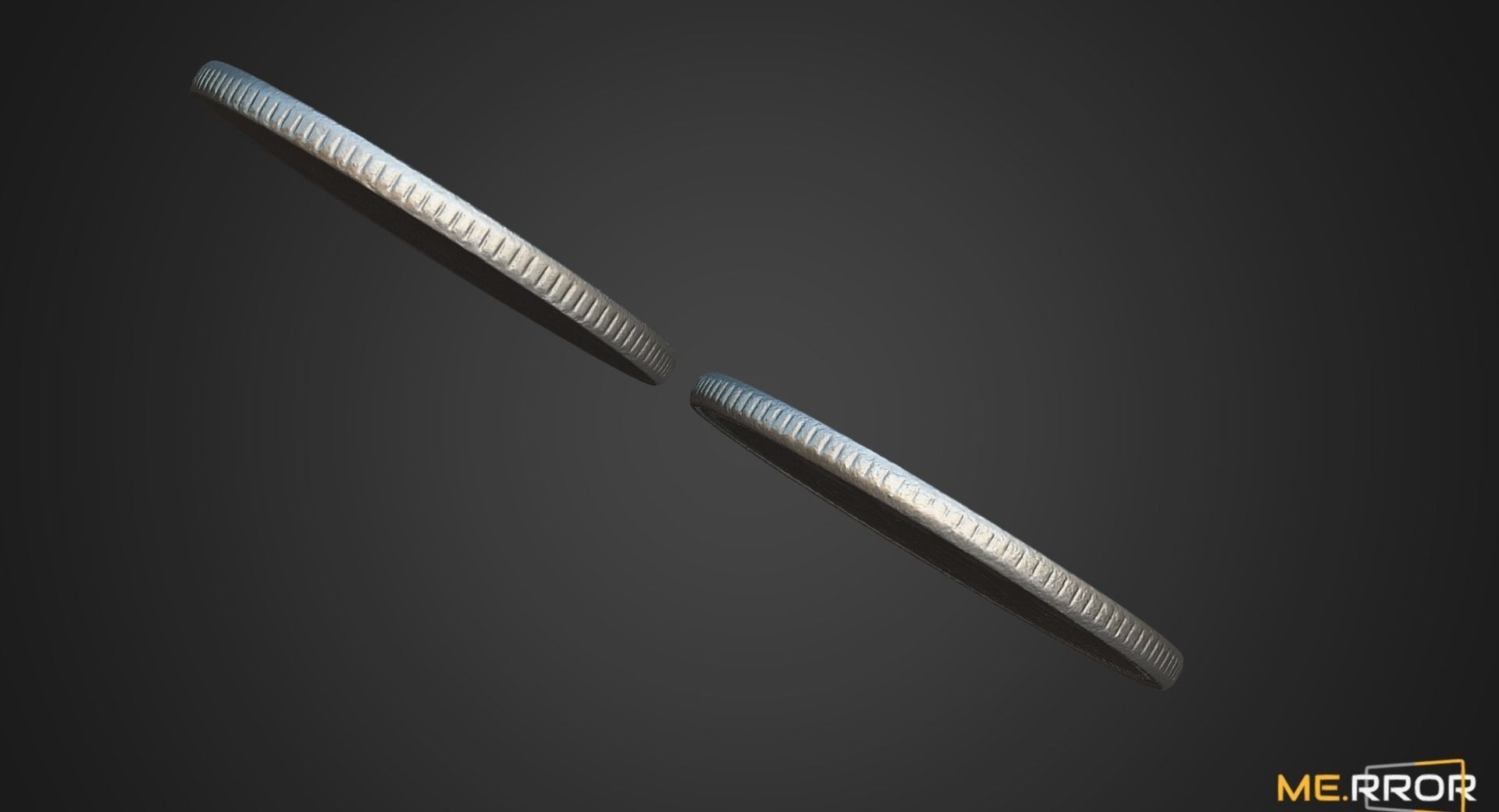 100 Won - Korean Coin Low-poly 3D model_13