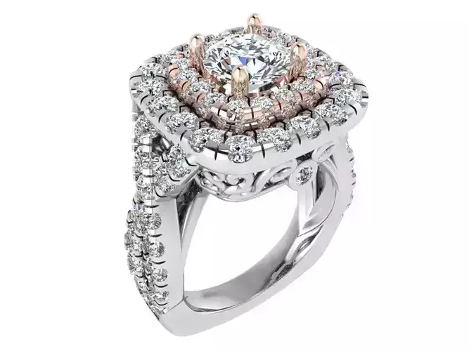3-Row luxurious diamond ring 3341 3D print model