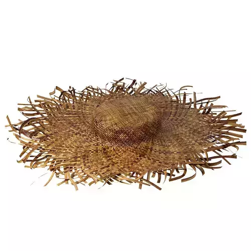 balinese straw wicker hat bamboo woven wall decoration boho  3D model