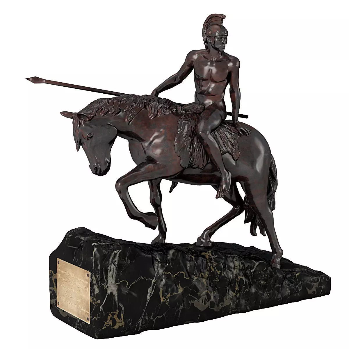 Statuette Horse Man 3D model_0