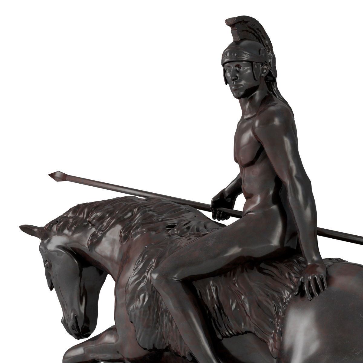 Statuette Horse Man 3D model_3