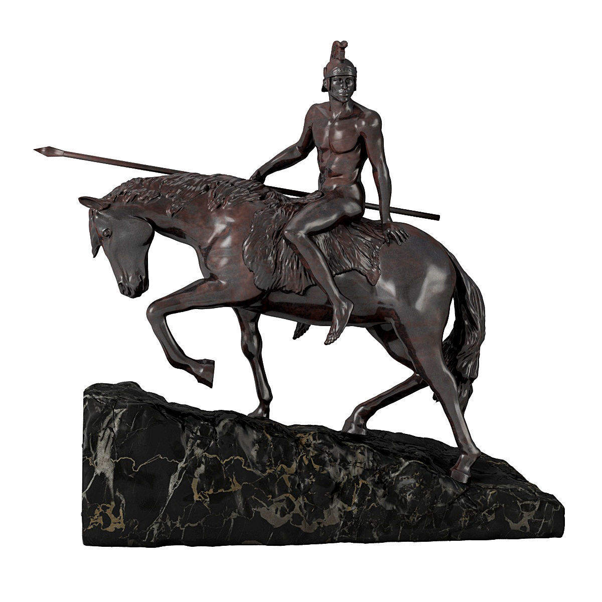 Statuette Horse Man 3D model_2