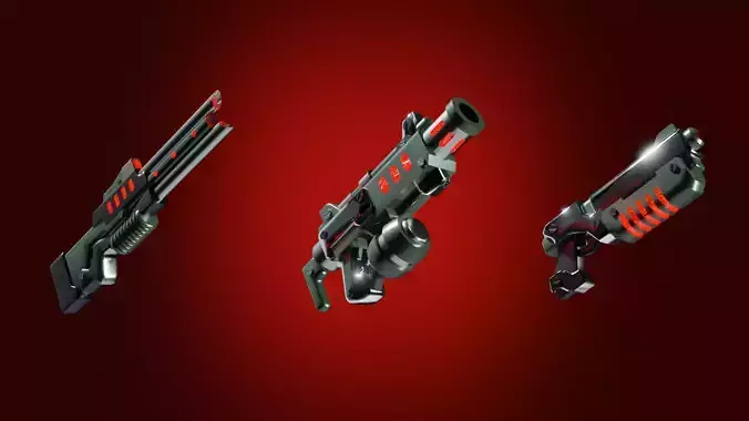 Sci-fi guns Model pack Low-poly 3D model