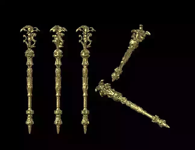 A spear magic wand a stick and a stick 3D model