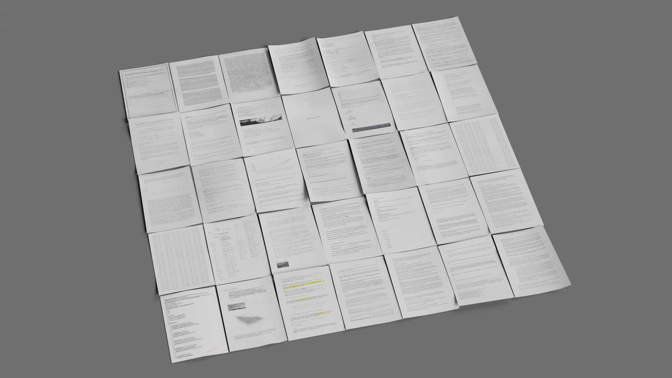 Scattered Paper Low-poly 3D model_1