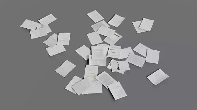 Scattered Paper Low-poly 3D model