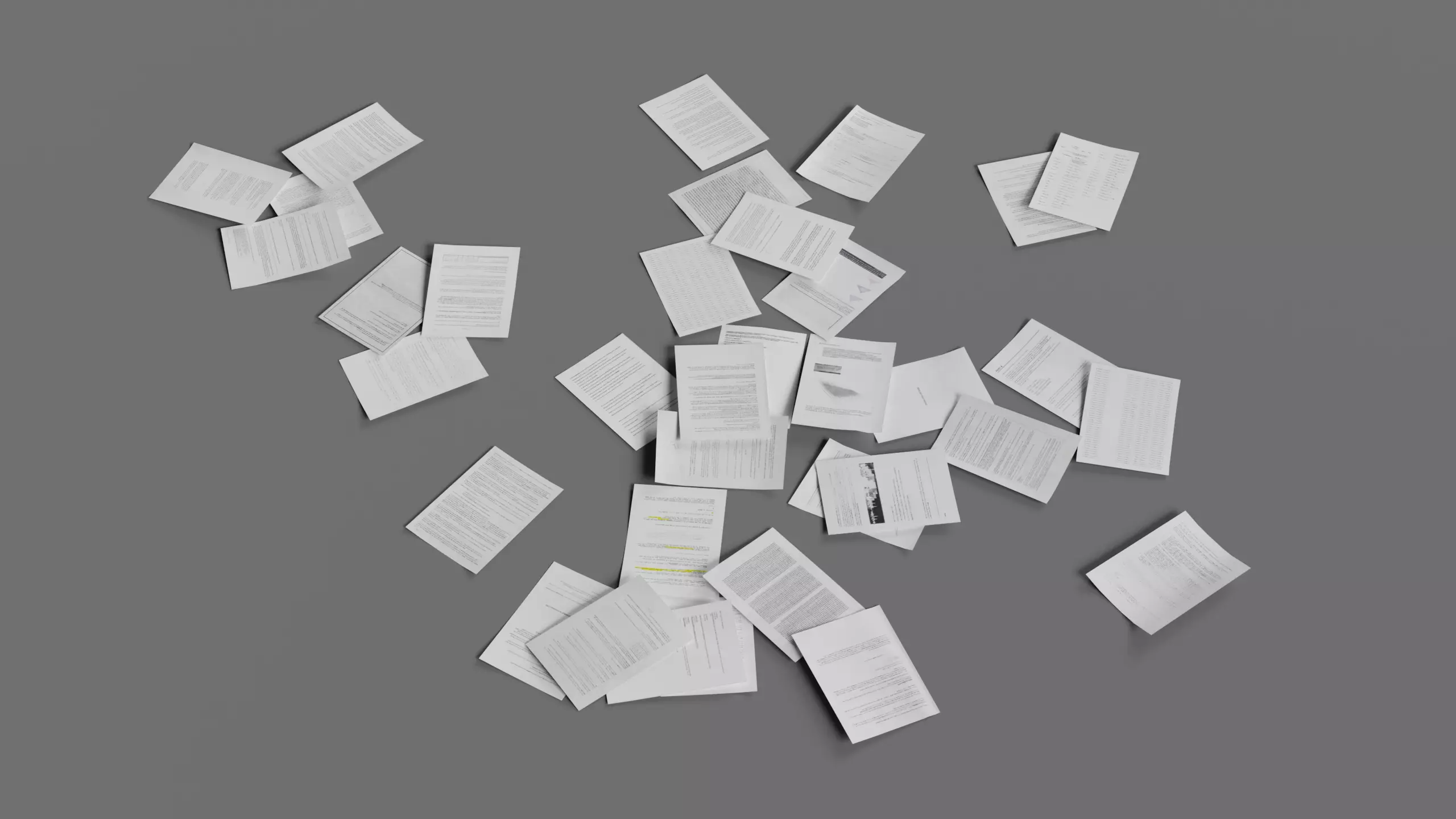 Scattered Paper Low-poly 3D model_0
